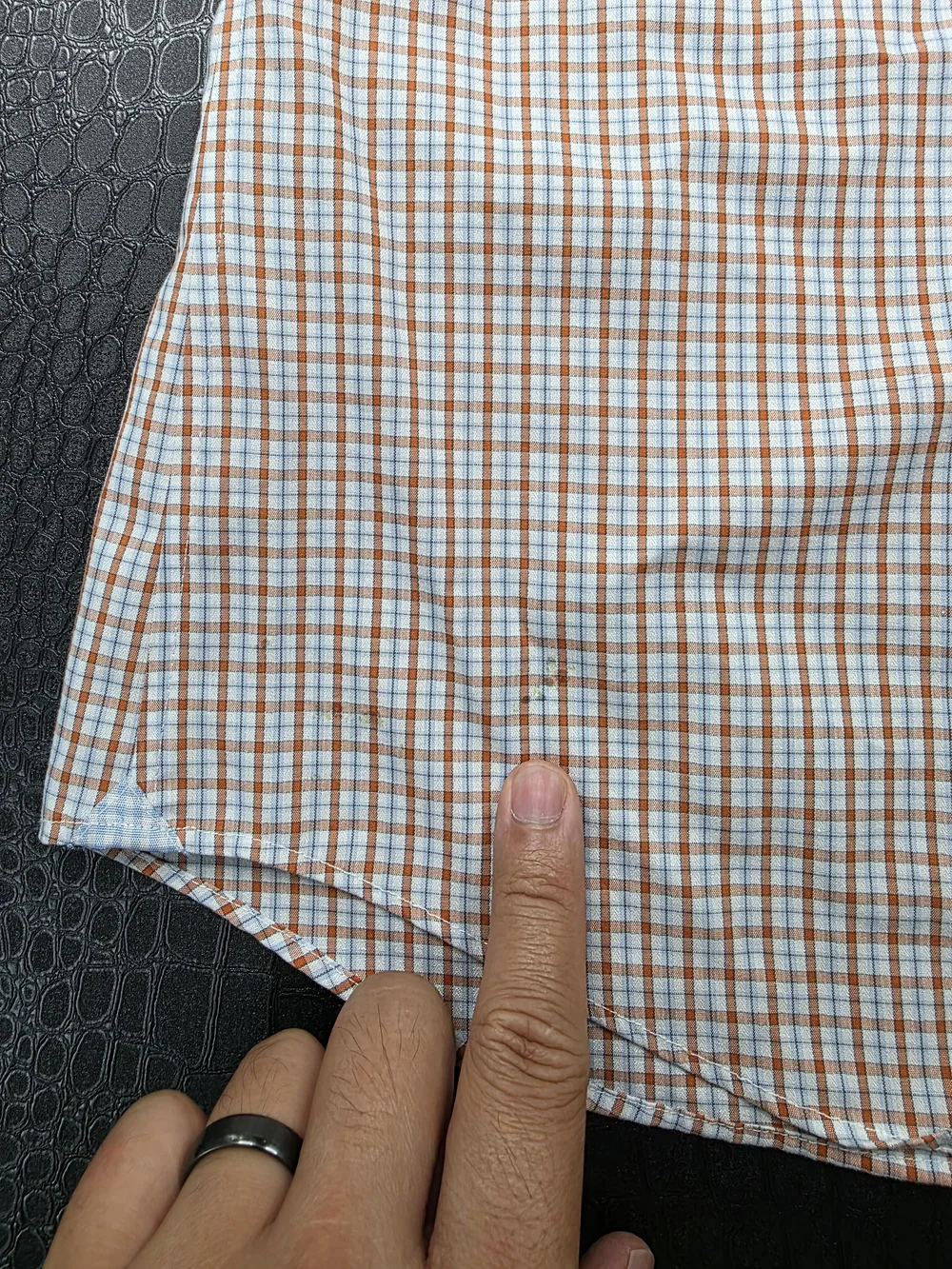 Banana Republic Grant Fit Non-Iron Dress Shirt Size XL Orange Blue Checkered